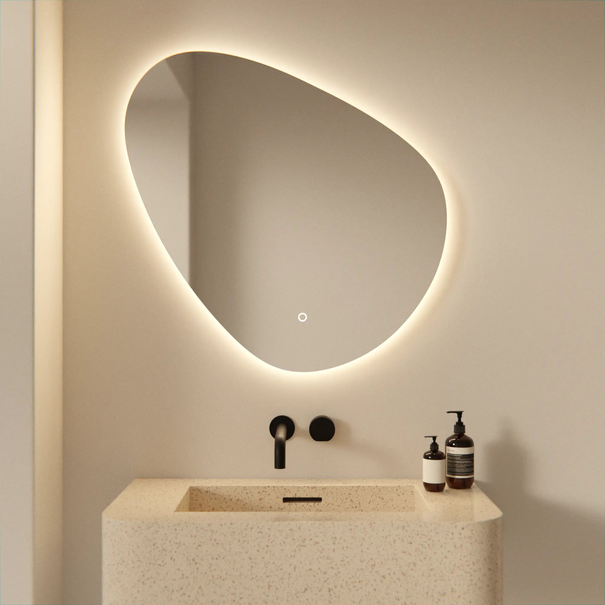 Miroir de salle de bain - 80x80cm Asymétrique - Sans cadre