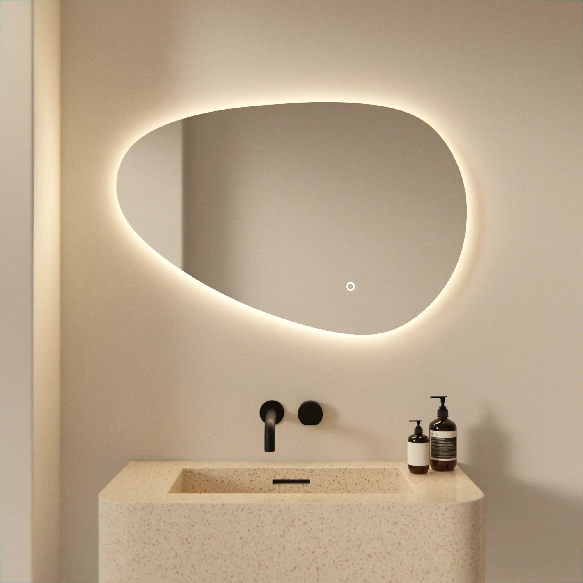 Miroir de salle de bain - 90x60cm Asymétrique - Sans cadre - Précommander