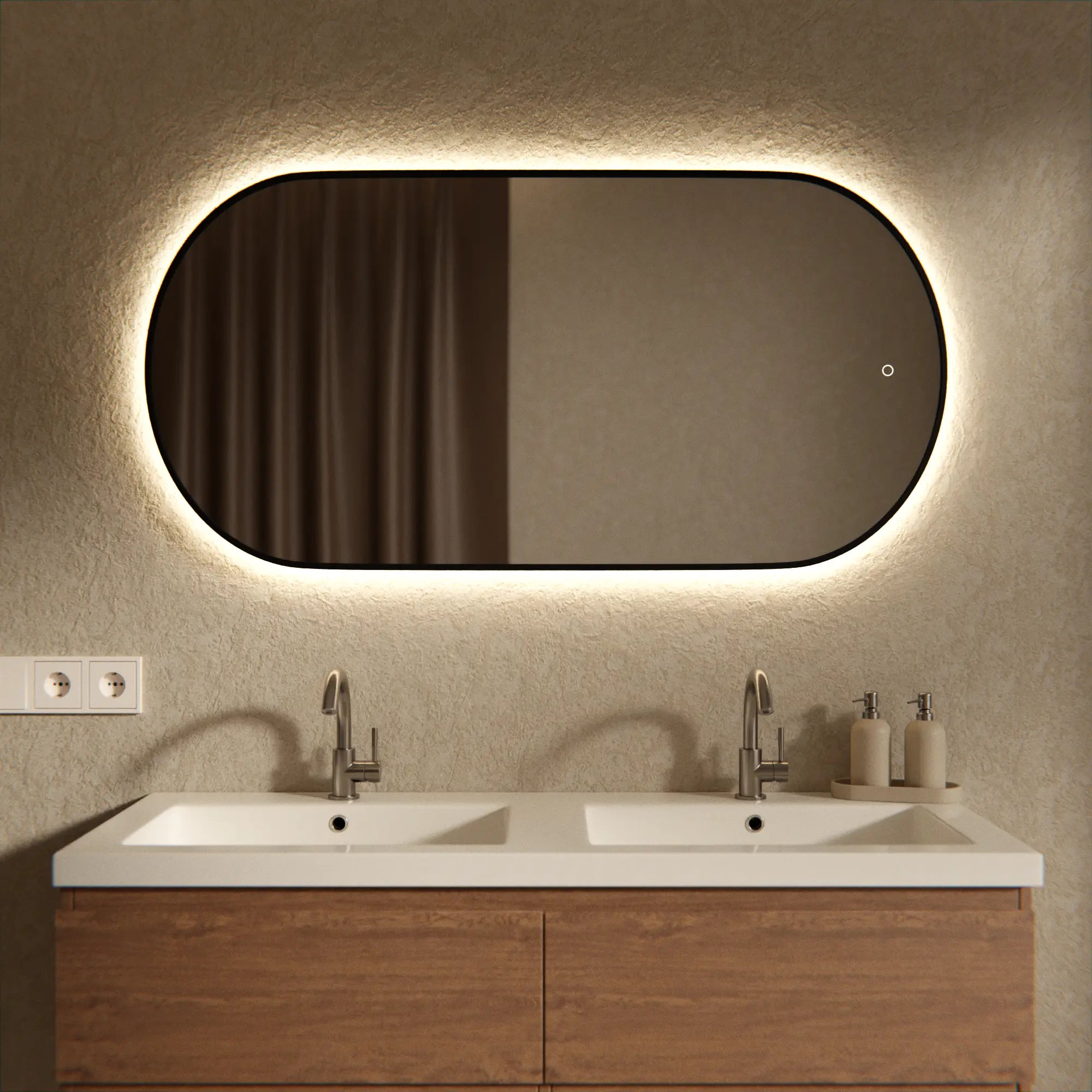 Miroir de salle de bains - 120x60cm Ovale - Cadre noir