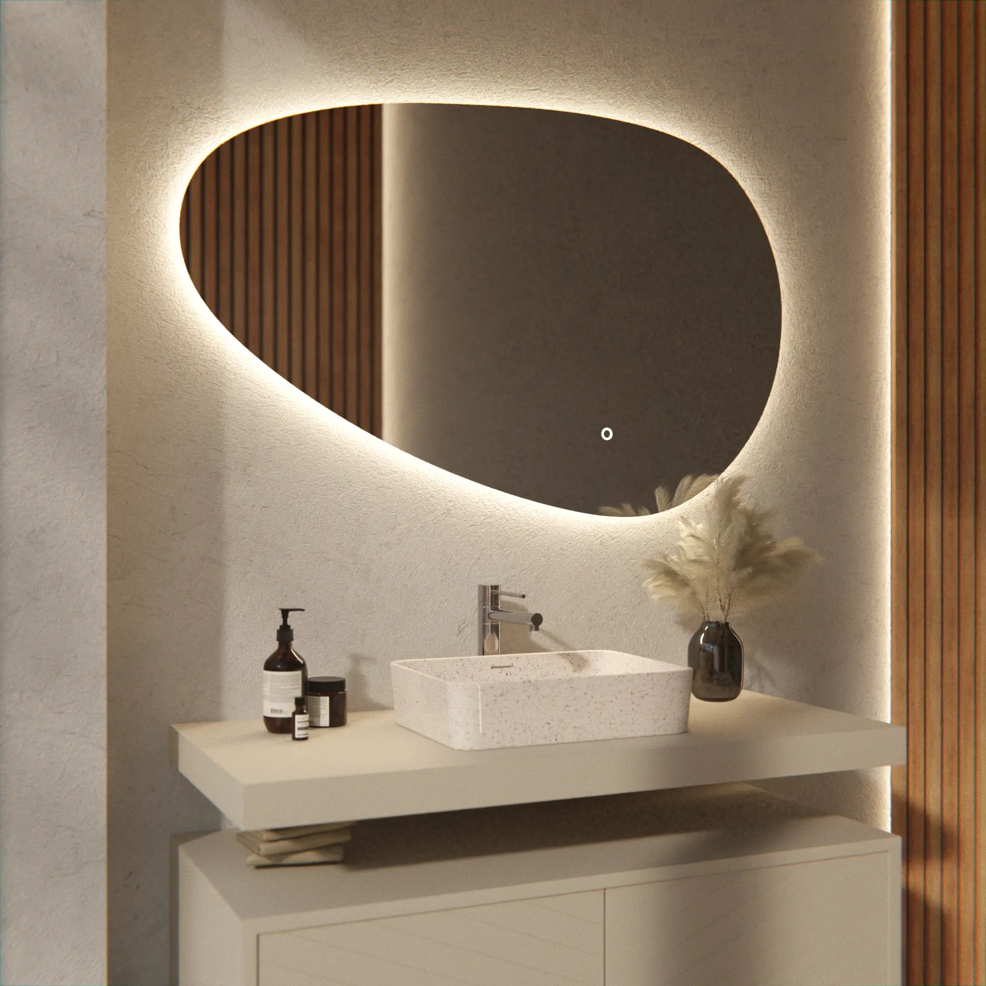 Miroir de salle de bain - 120x75cm Asymétrique - Sans cadre