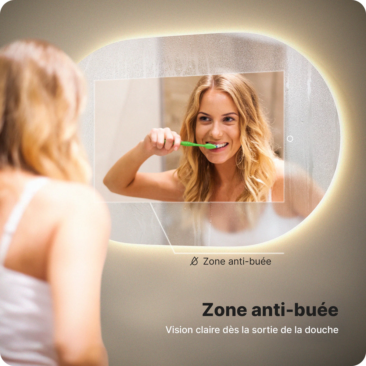 Miroir de salle de bain - 90x60cm - Sans cadre