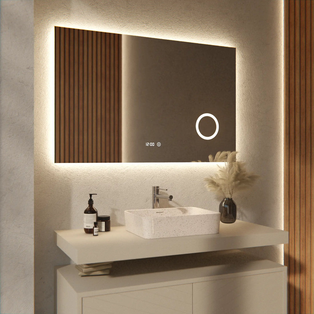 miroir de salle de bain - 110x70cm - rectangulaire - Sans cadre