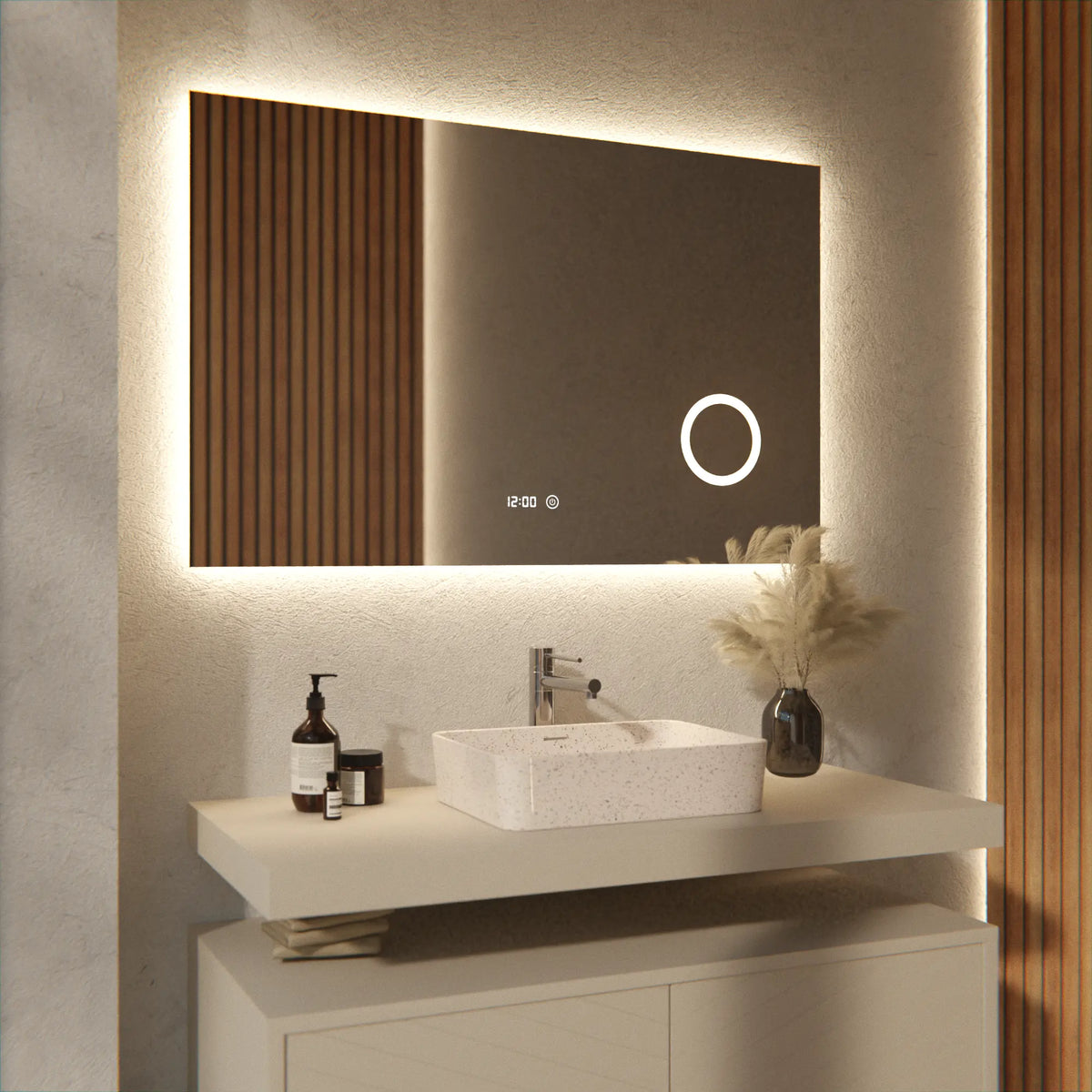 miroir de salle de bain - 110x70cm - rectangulaire - Sans cadre