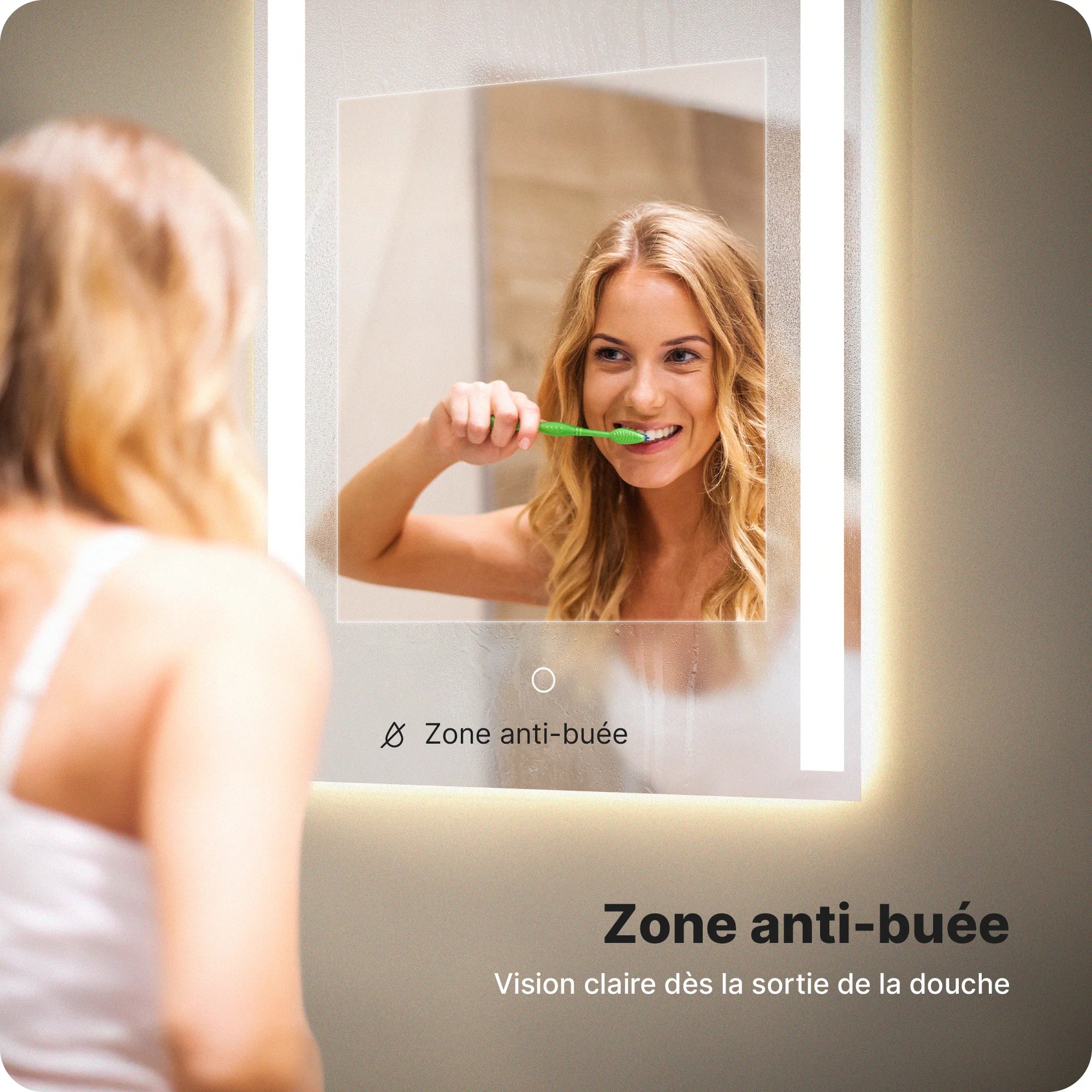 Miroir de salle de bain - 90x65cm Rectangulaire - Sans cadre