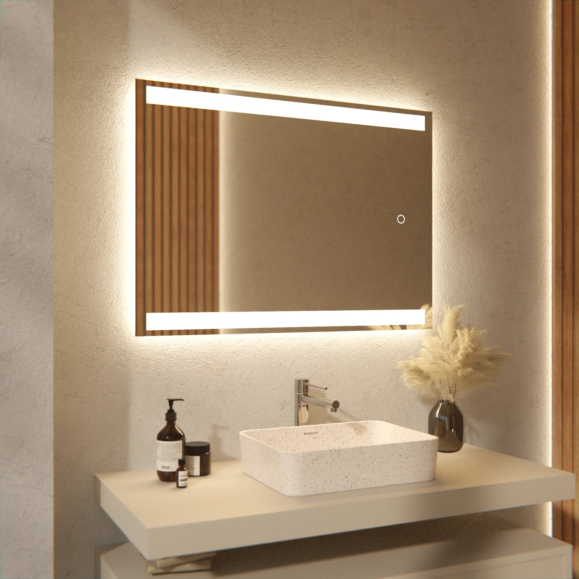 Miroir de salle de bain - 90x65cm Rectangulaire - Sans cadre