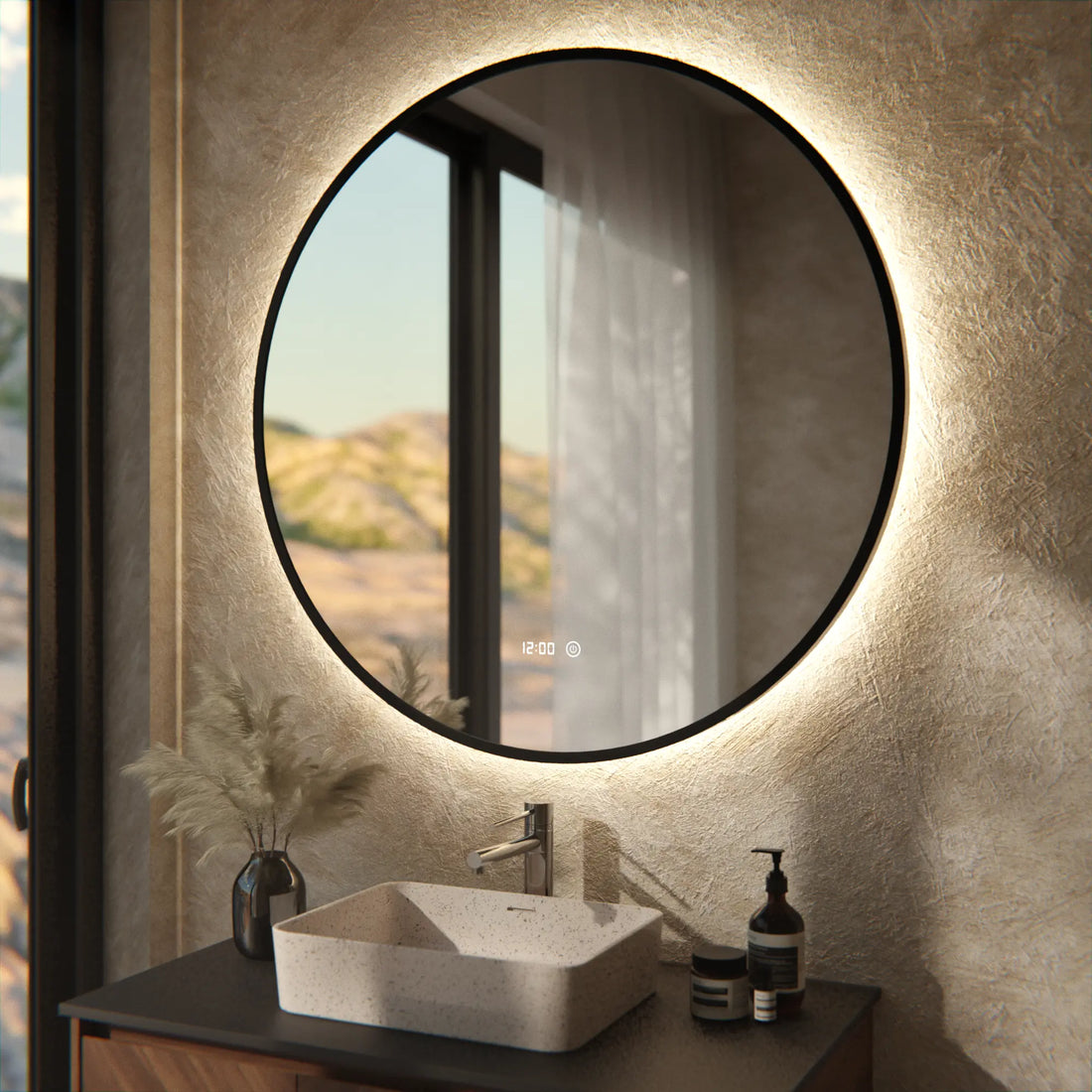 Miroir de salle de bain - 100cm - Cadre noir