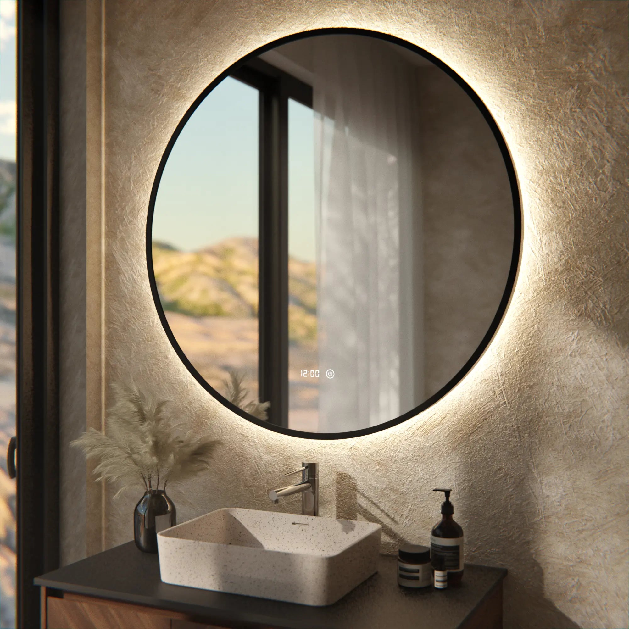 Miroir de salle de bain - 100cm - Cadre noir