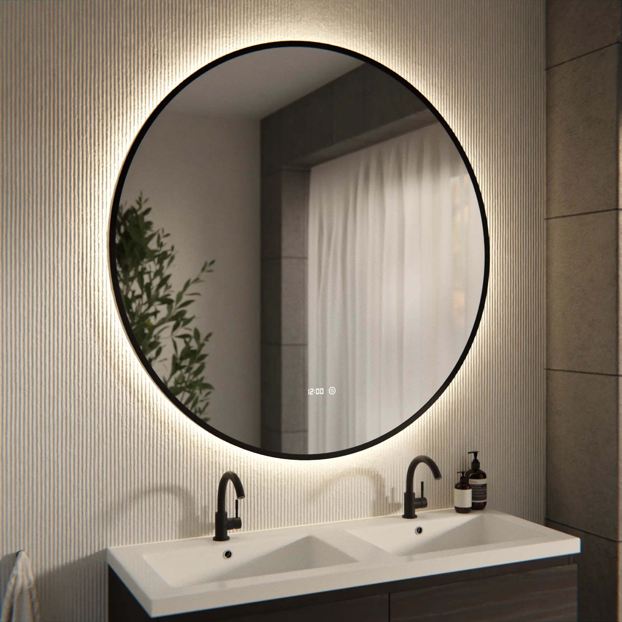 Miroir de salle de bains - 120 cm - Cadre noir