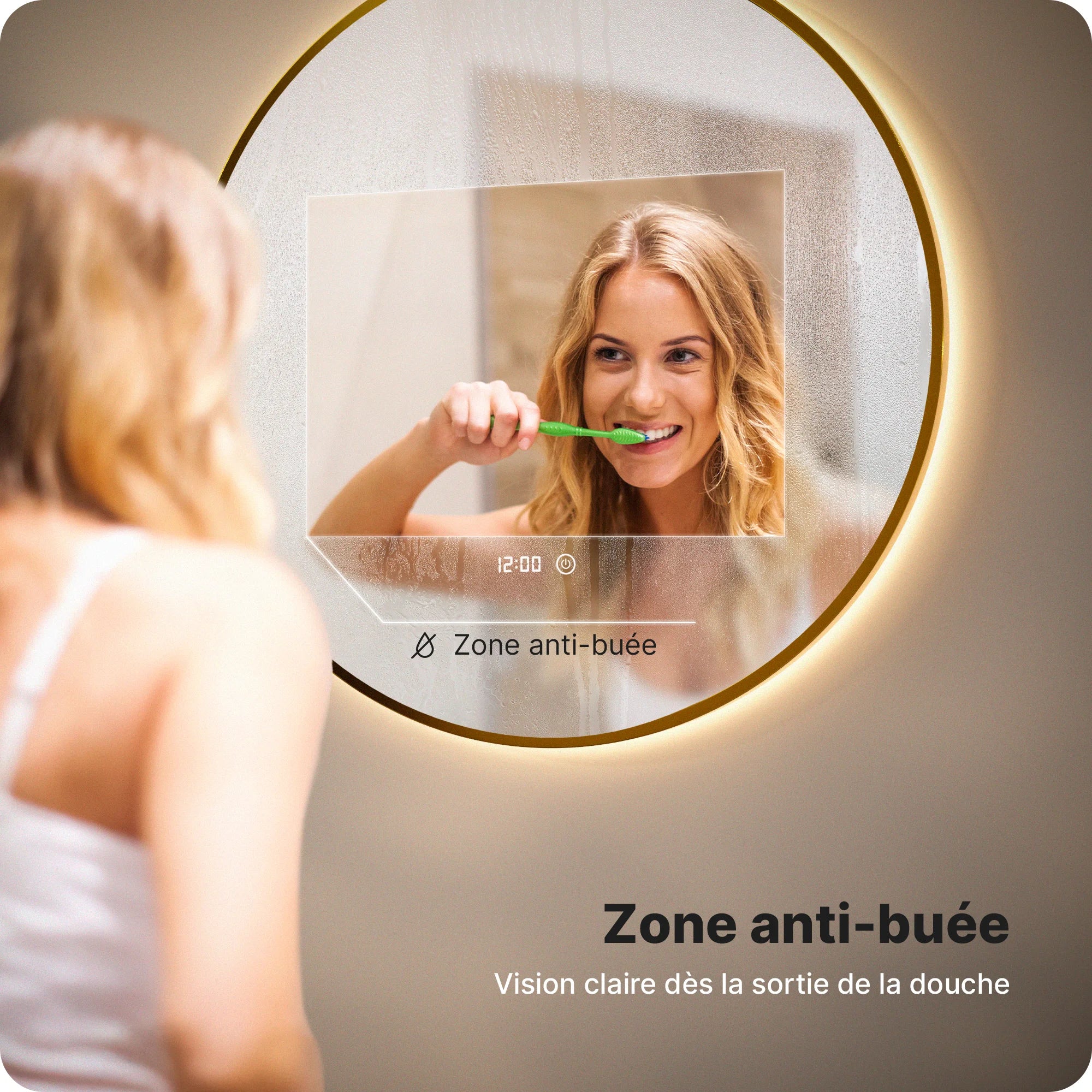 Miroir de salle de bains - 80 cm - Cadre Doré - Précommander
