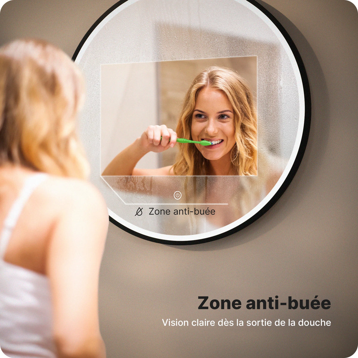 Miroir de salle de bain - 80cm - Cadre noir