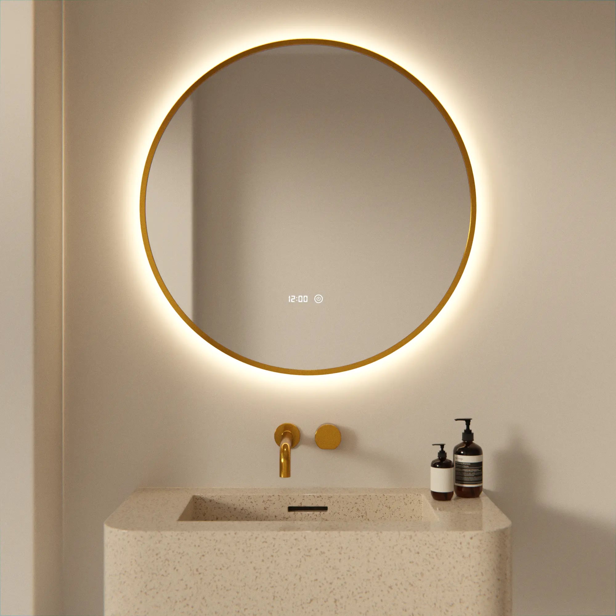 Miroir de salle de bains - 80 cm - Cadre Doré - Précommander