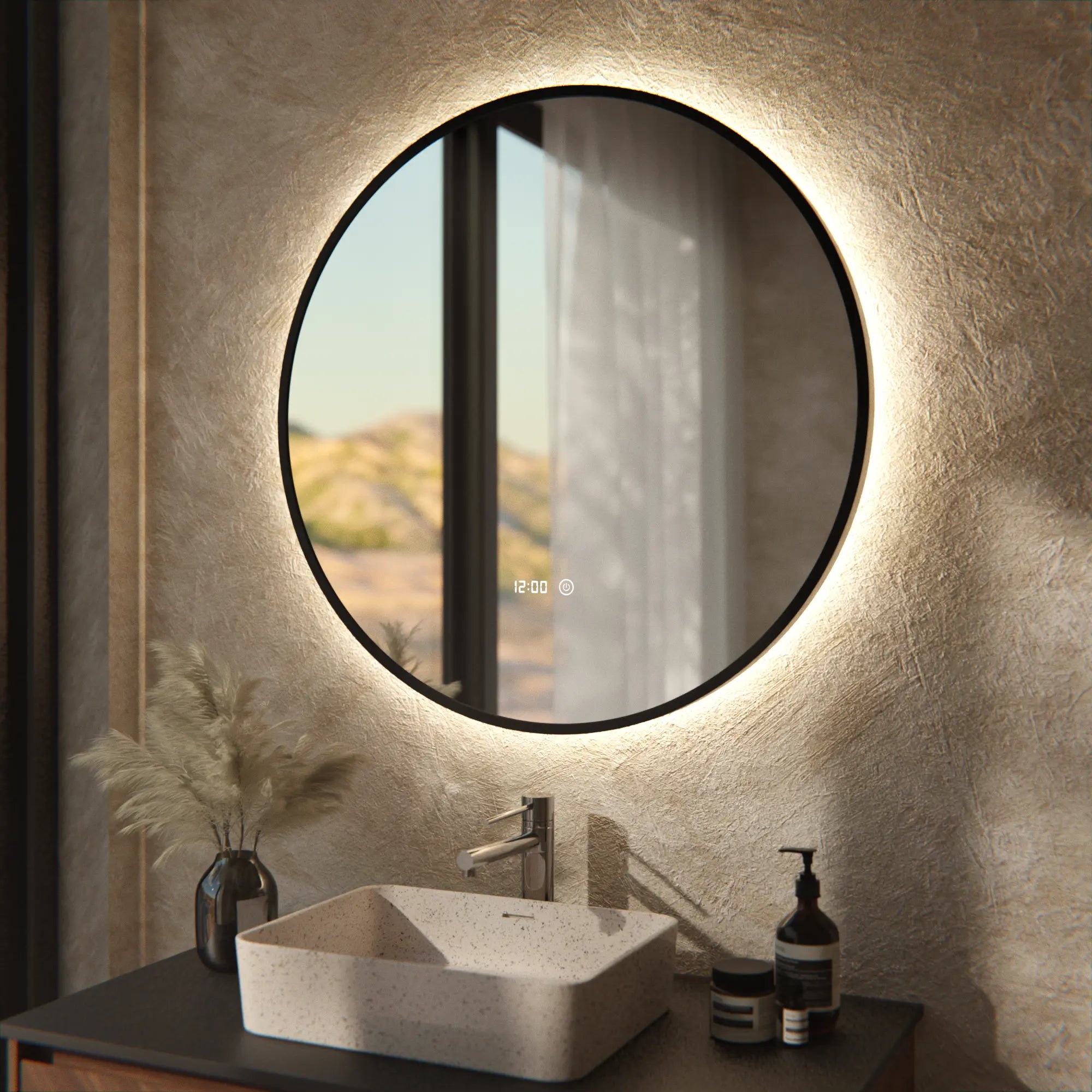 Miroir de Salle de Bain - 80cm - Cadre Noir