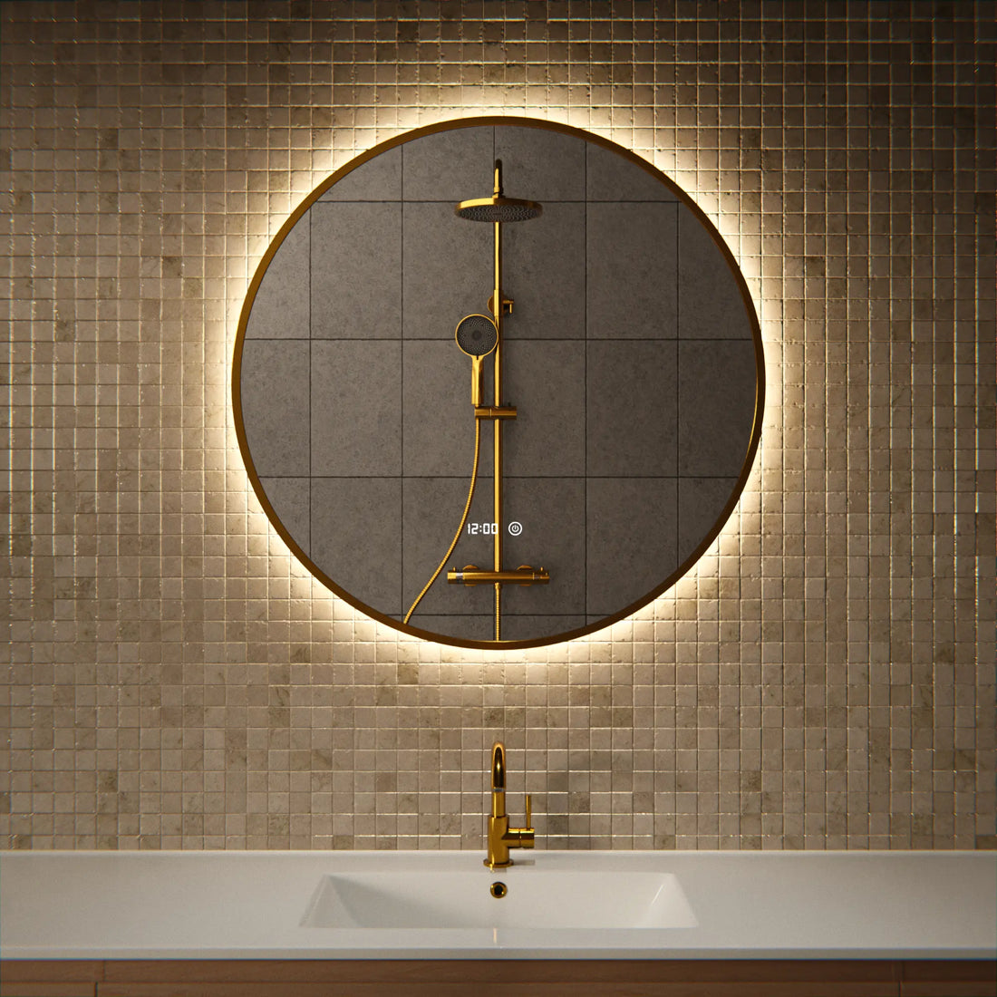 Miroir de salle de bains - 80 cm - Cadre Doré