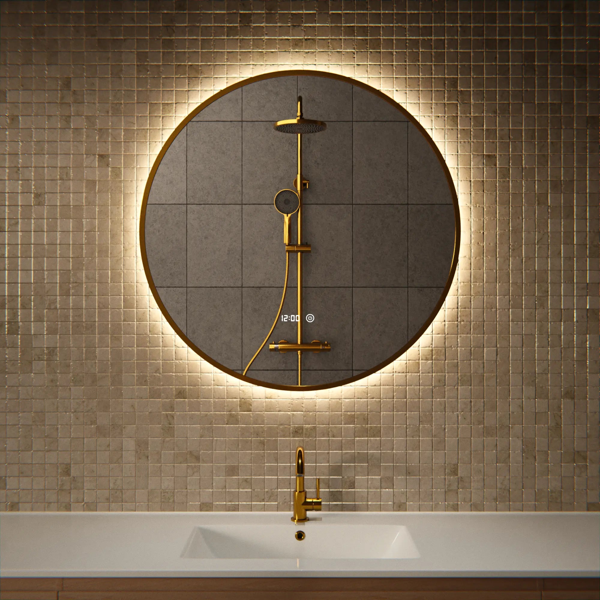 Miroir de salle de bains - 80 cm - Cadre Doré - Précommander