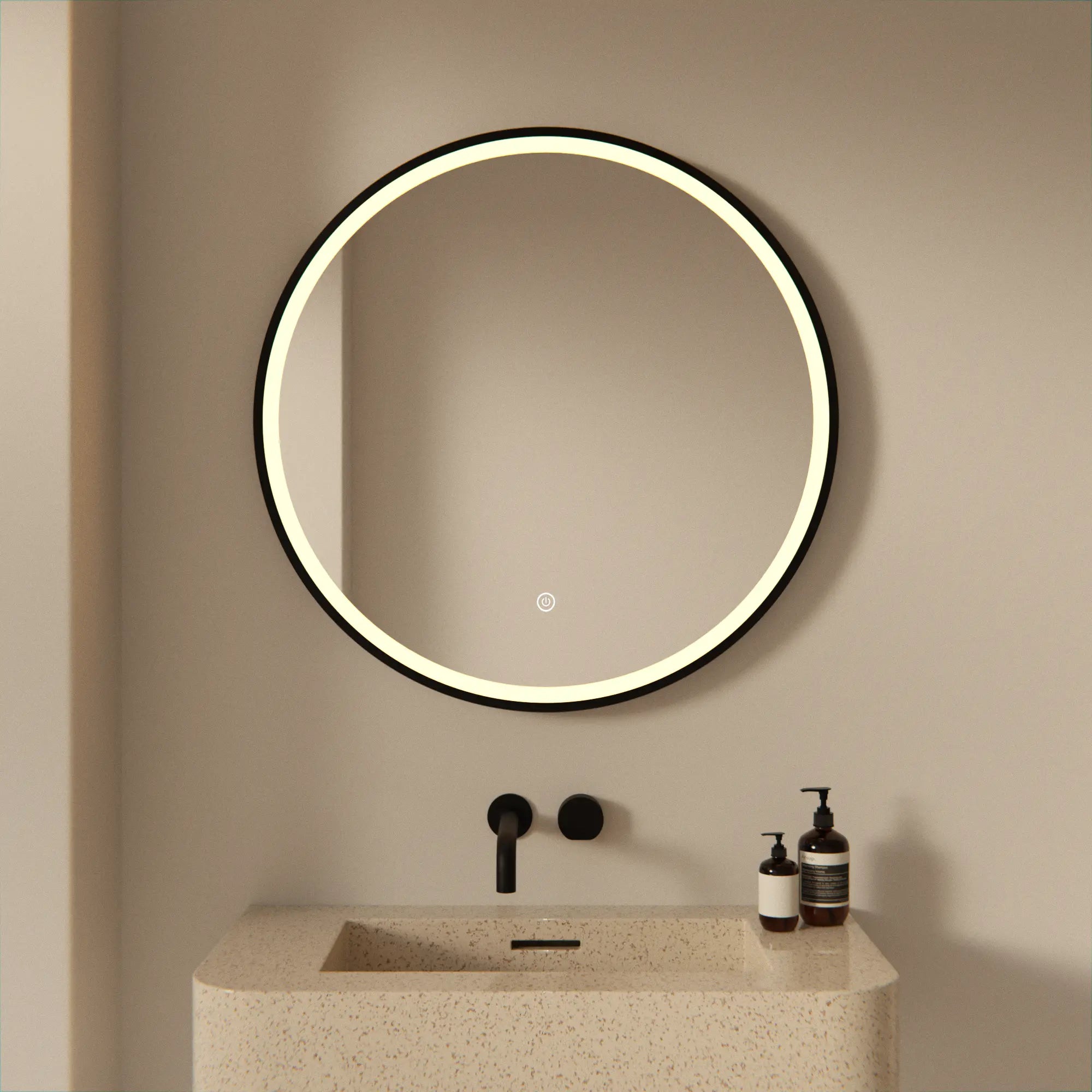 Miroir de salle de bain - 80cm - Cadre noir