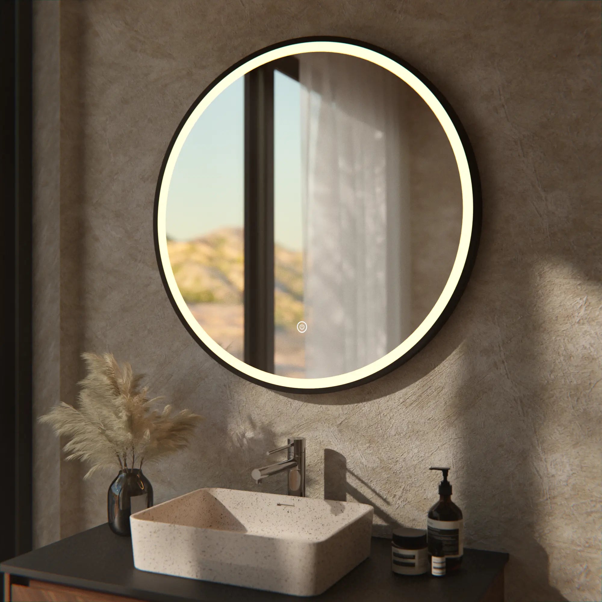 Miroir de salle de bain - 80cm - Cadre noir